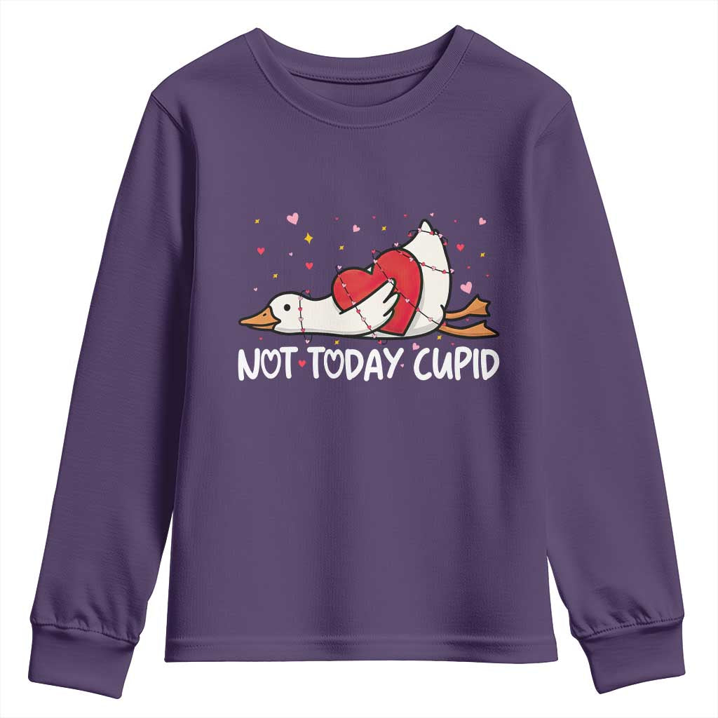 Silly Goose Valentine Youth Sweatshirt Not Today Cupid - Wonder Print Shop