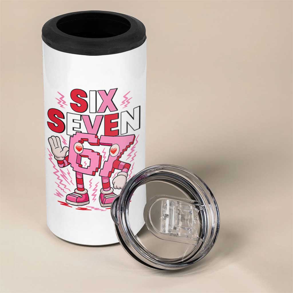 67 Valentines 4 in 1 Can Cooler Tumbler Funny Six Seven Brainrot Meme