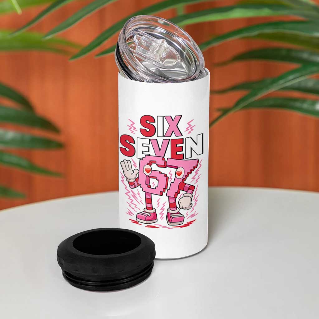 67 Valentines 4 in 1 Can Cooler Tumbler Funny Six Seven Brainrot Meme