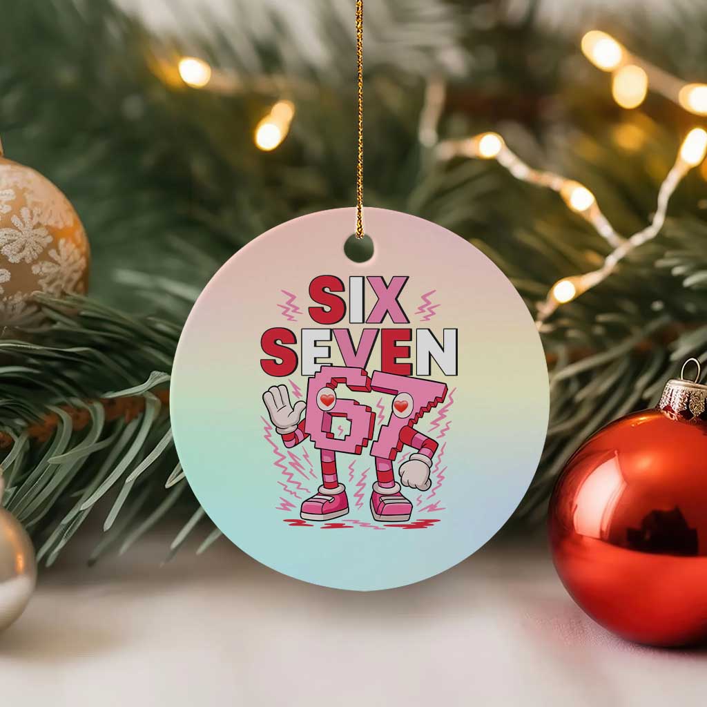 67 Valentines Ceramic Ornament Funny Six Seven Brainrot Meme