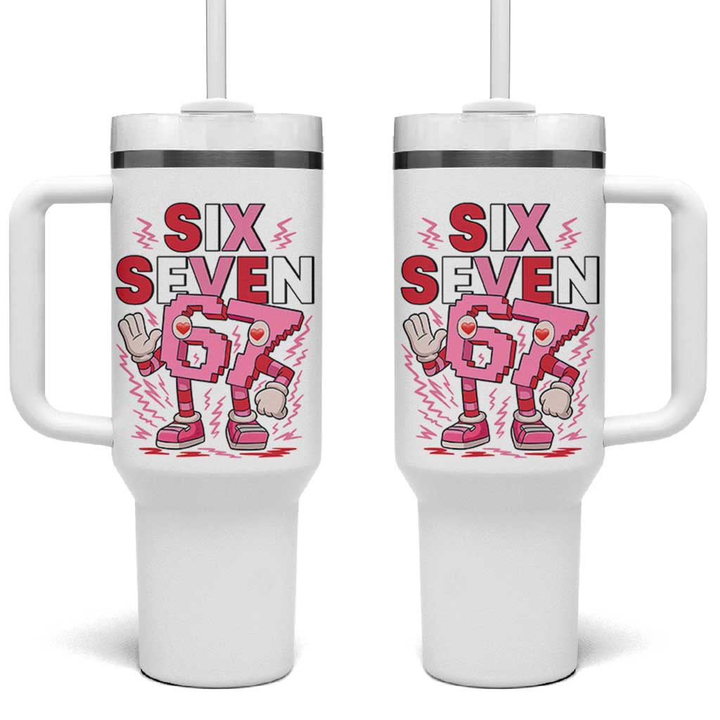 67 Valentines Tumbler With Handle Funny Six Seven Brainrot Meme