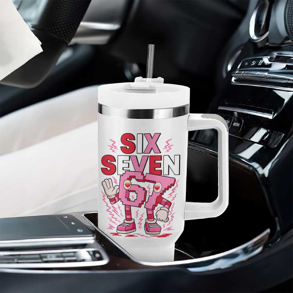 67 Valentines Tumbler With Handle Funny Six Seven Brainrot Meme