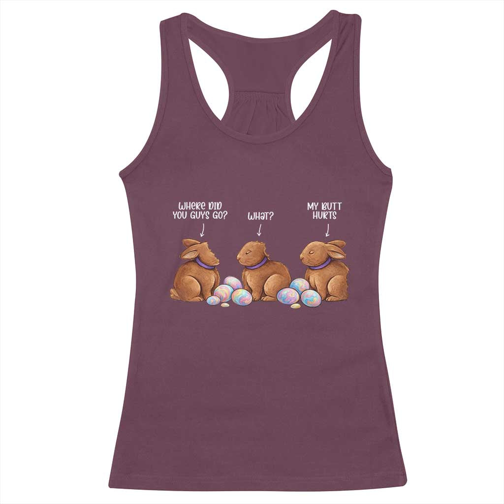 Funny Easter Bunny Racerback Tank Top Where Did You Guys Go Chocolate