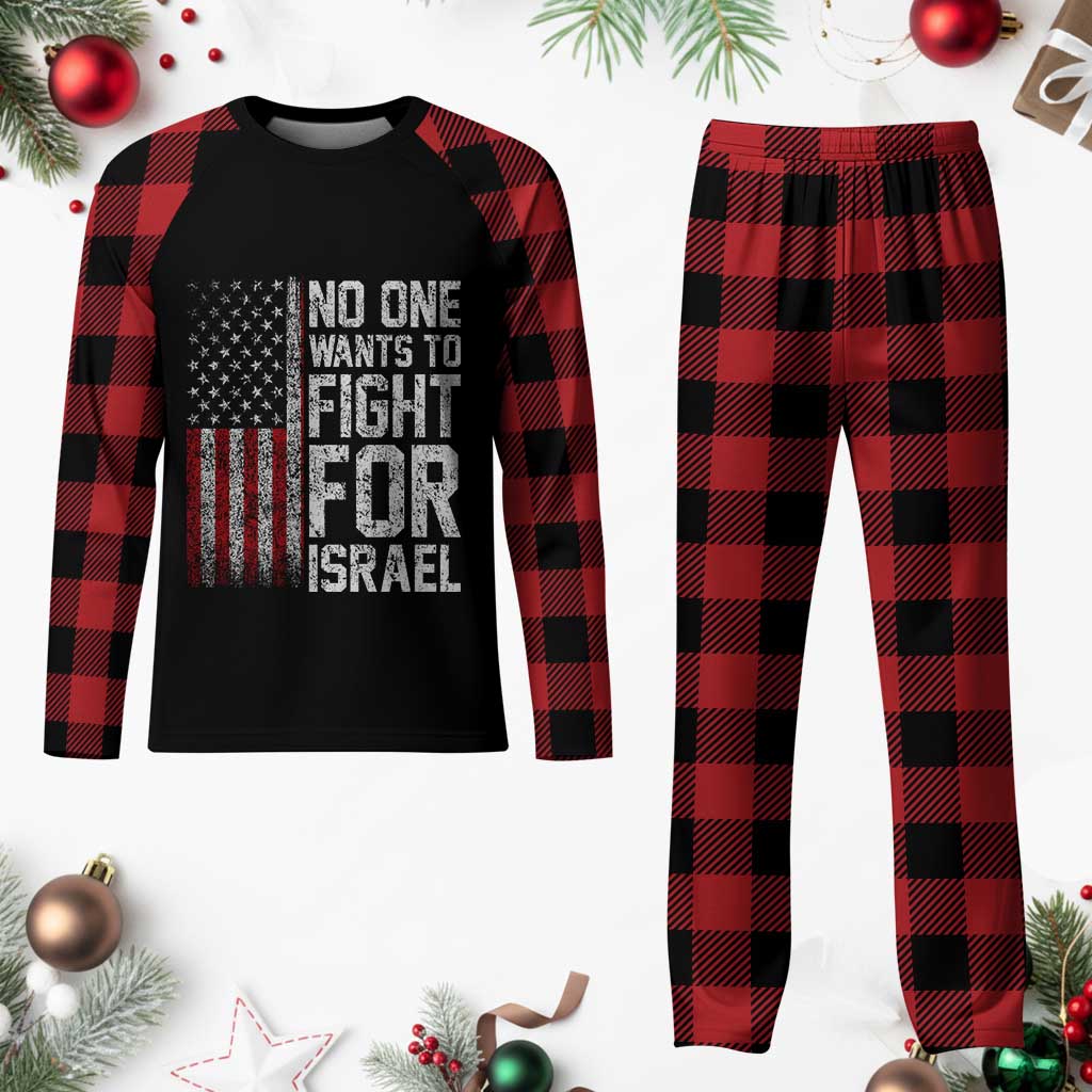 No One Wants To Fight For Israel Plaid Pajama Set Vintage American Flag Anti War Freedom First