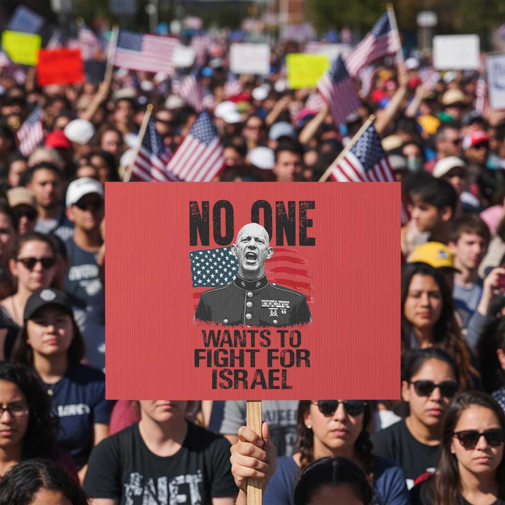 No One Wants To Fight For Israel Protest Sign Marine Veteran American Freedom