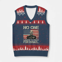 No One Wants To Fight For Israel V-Neck Knit Sweater Vest America First Anti War Marine Veteran
