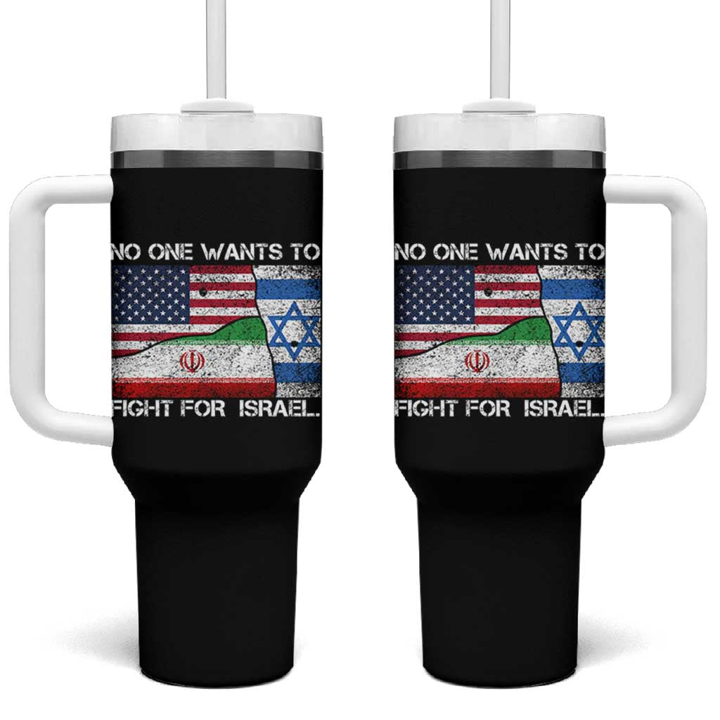 No One Wants To Fight For Israel Tumbler With Handle Marine Veteran Freedom Statement