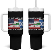 No One Wants To Fight For Israel Tumbler With Handle Marine Veteran Freedom Statement
