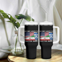 No One Wants To Fight For Israel Tumbler With Handle Marine Veteran Freedom Statement