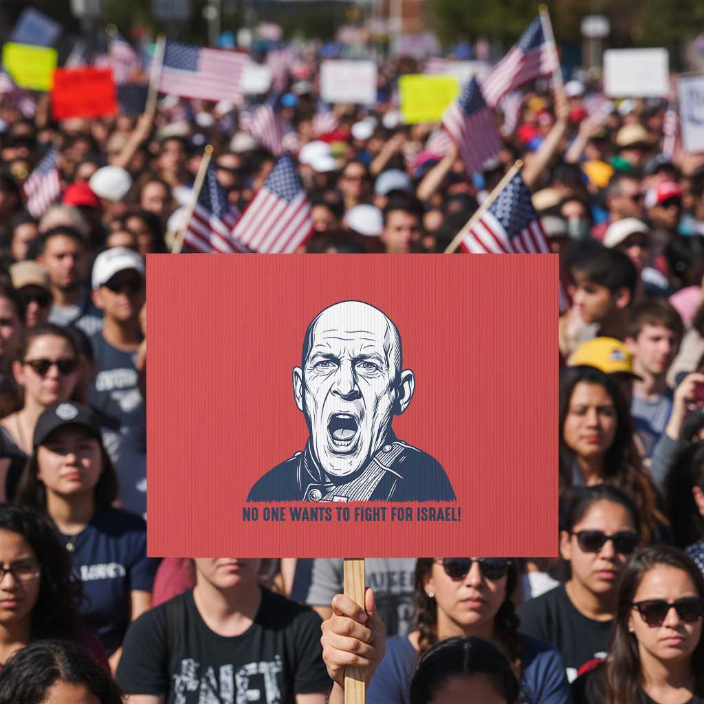 No One Wants To Fight For Israel Protest Sign Marine Veteran America First Anti War