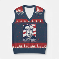 No One Wants To Fight For Israel V-Neck Knit Sweater Vest US Marine Veteran Anti War