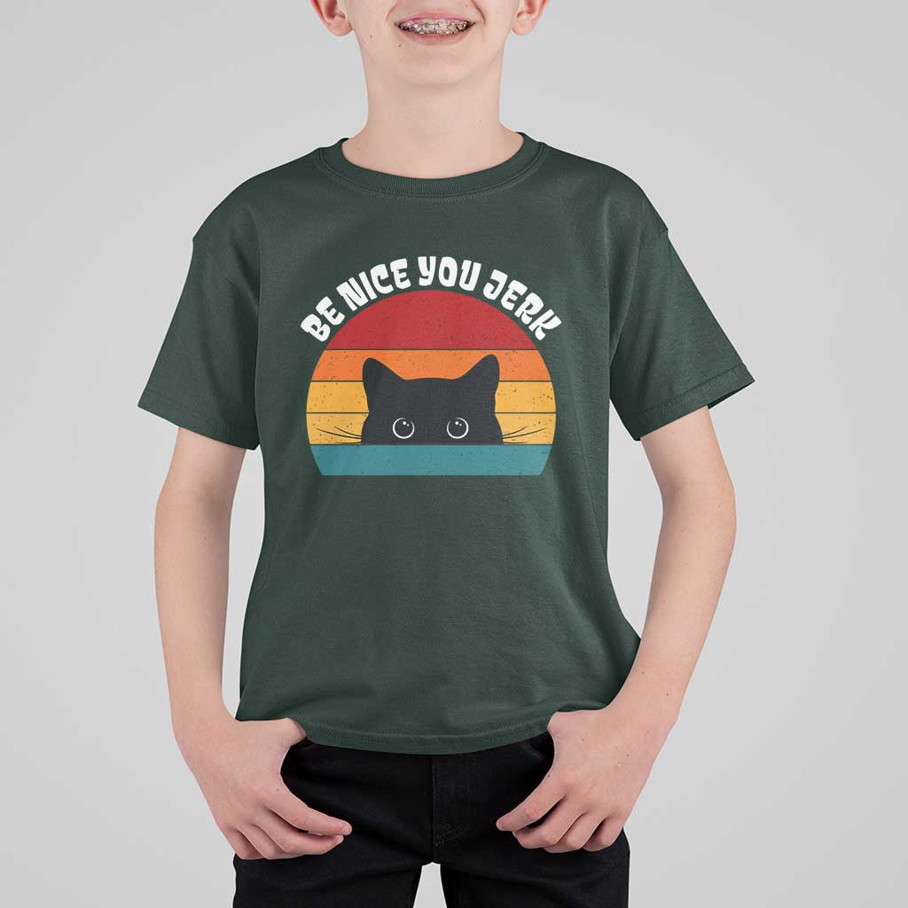 Be Nice You Jerk T Shirt For Kid Funny Cat Sarcastic Quote