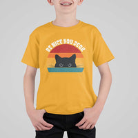 Be Nice You Jerk T Shirt For Kid Funny Cat Sarcastic Quote
