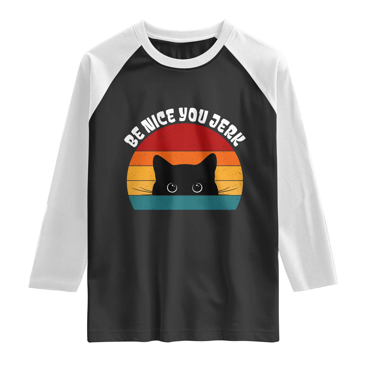 Be Nice You Jerk Raglan Shirt Funny Cat Sarcastic Quote