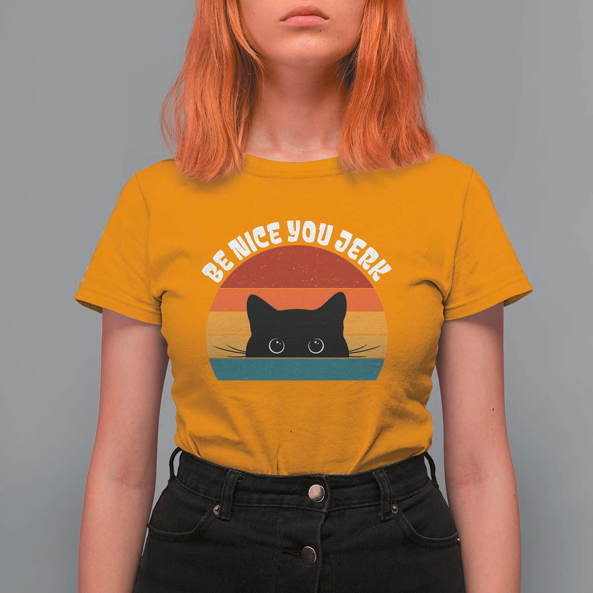 Be Nice You Jerk T Shirt For Women Funny Cat Sarcastic Quote