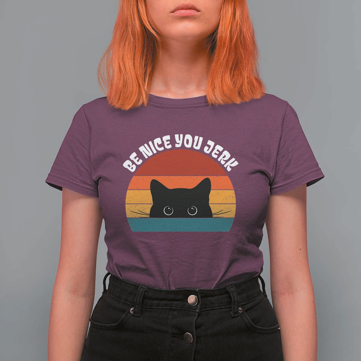 Be Nice You Jerk T Shirt For Women Funny Cat Sarcastic Quote