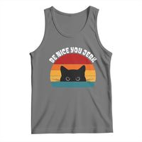 Be Nice You Jerk Tank Top Funny Cat Sarcastic Quote