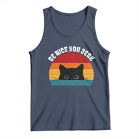 Be Nice You Jerk Tank Top Funny Cat Sarcastic Quote