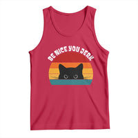 Be Nice You Jerk Tank Top Funny Cat Sarcastic Quote