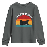 Be Nice You Jerk Youth Sweatshirt Funny Cat Sarcastic Quote