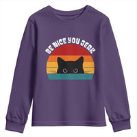 Be Nice You Jerk Youth Sweatshirt Funny Cat Sarcastic Quote
