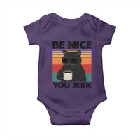 Be Nice You Jerk Baby Onesie Funny Black Cat Sarcastic Quote