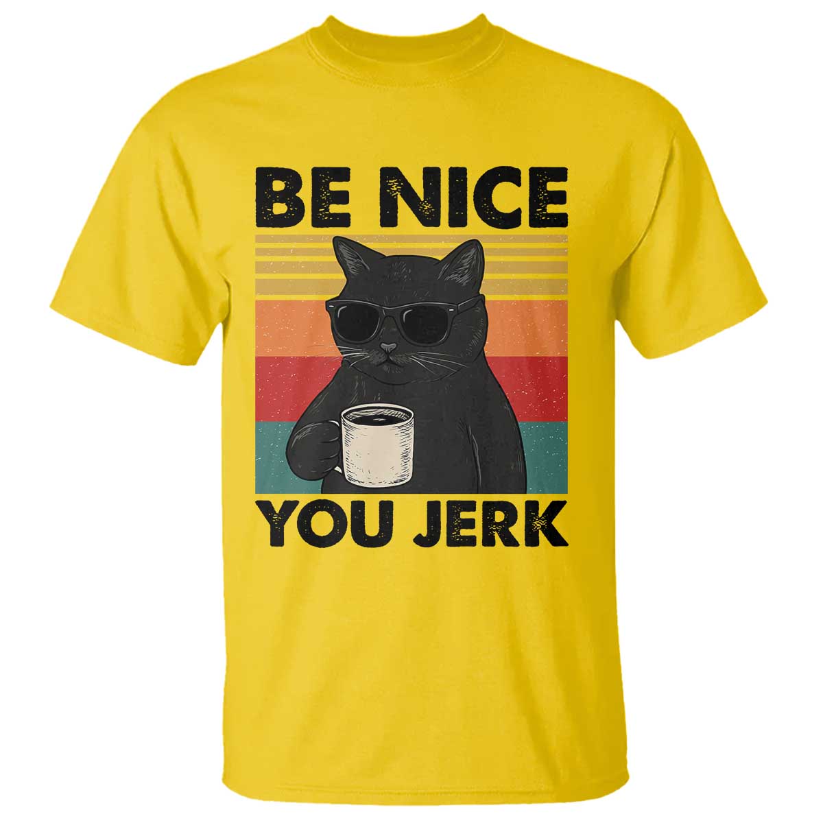 Be Nice You Jerk T Shirt Funny Black Cat Sarcastic Quote