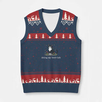 Doing My Best-ish V-Neck Knit Sweater Vest Funny Cat Sarcastic Joke
