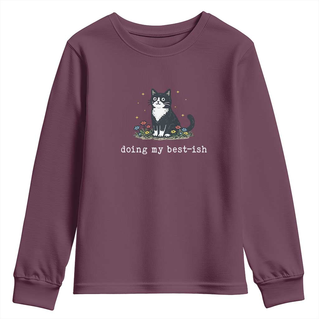 Doing My Best-ish Youth Sweatshirt Funny Cat Sarcastic Joke