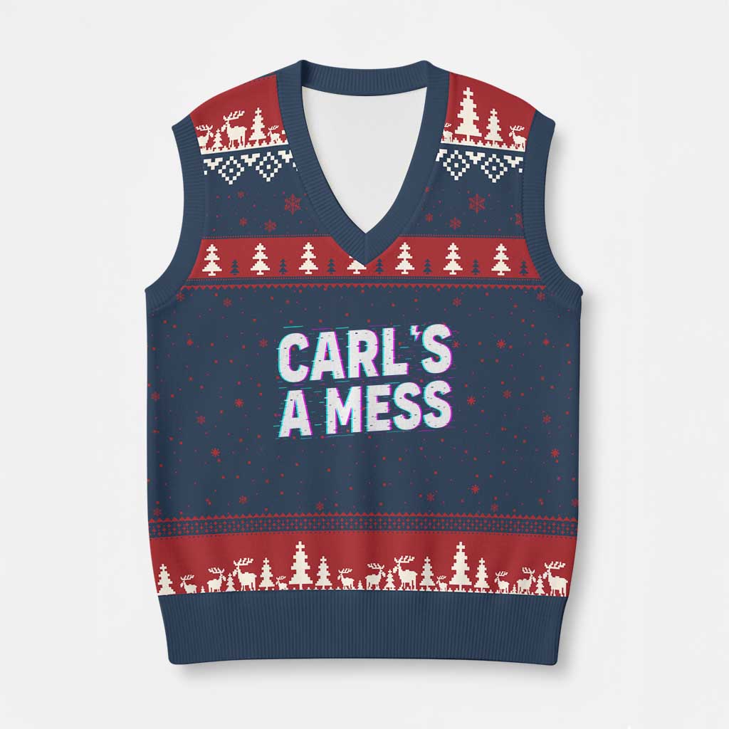 Carl's a Mess V-Neck Knit Sweater Vest Funny Reality TV