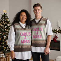 Carl's a Mess V-Neck Knit Sweater Vest Viral Reality TV Quote Meme