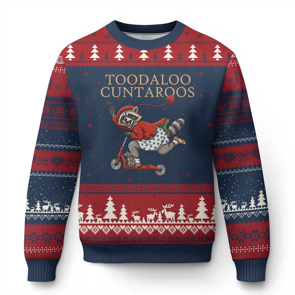 Toodaloo Cuntaroos Ugly Christmas Sweater Funny Sarcastic Raccoon Inappropriate Meme