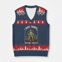 I Bury Things Maybe Plants Maybe People V-Neck Knit Sweater Vest Funny Gardening Frog Meme