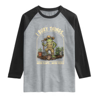 I Bury Things Maybe Plants Maybe People Raglan Shirt Funny Gardening Frog Meme