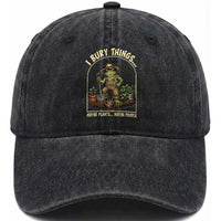 I Bury Things Maybe Plants Maybe People Washed Cotton Baseball Cap Funny Gardening Frog Meme