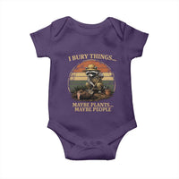 I Bury Things Maybe Plants Maybe People Baby Onesie Funny Gardening Raccoon Meme