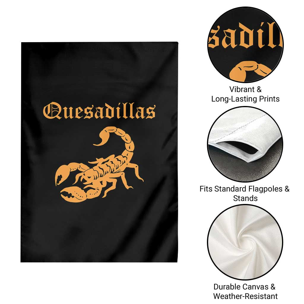Quesadillas Scorpion Garden Flag Burnt Orange Southwestern