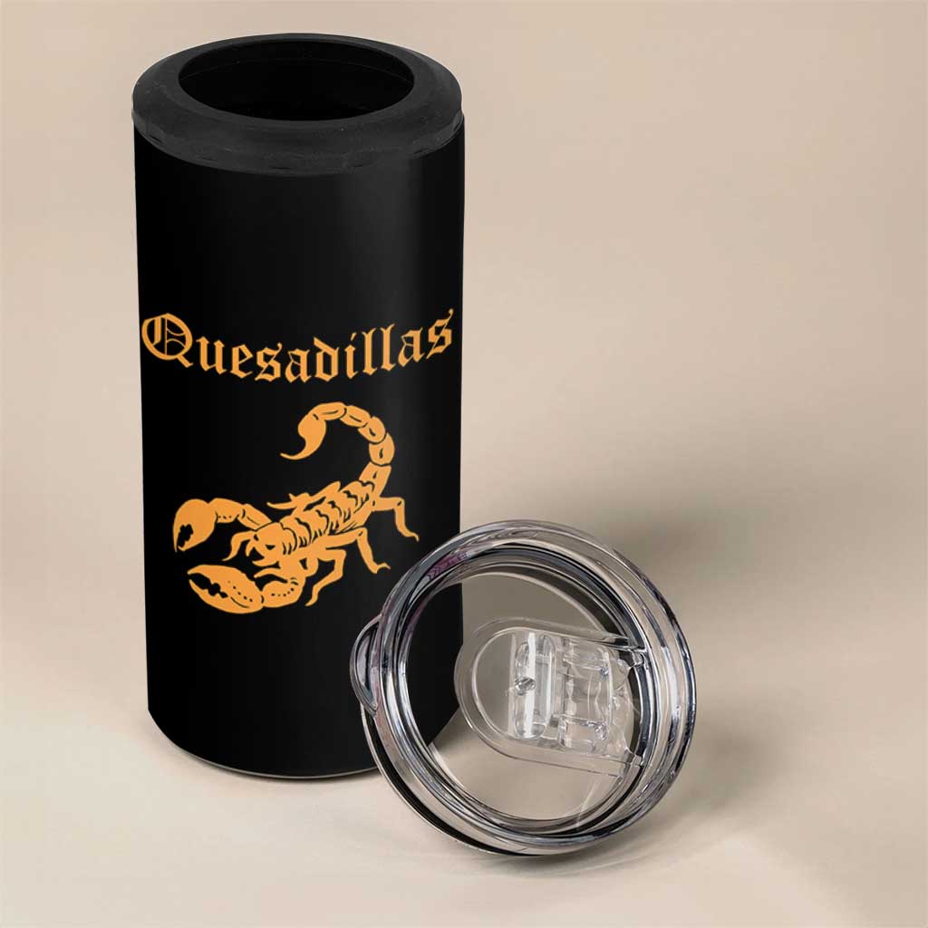 Quesadillas Scorpion 4 in 1 Can Cooler Tumbler Burnt Orange Southwestern