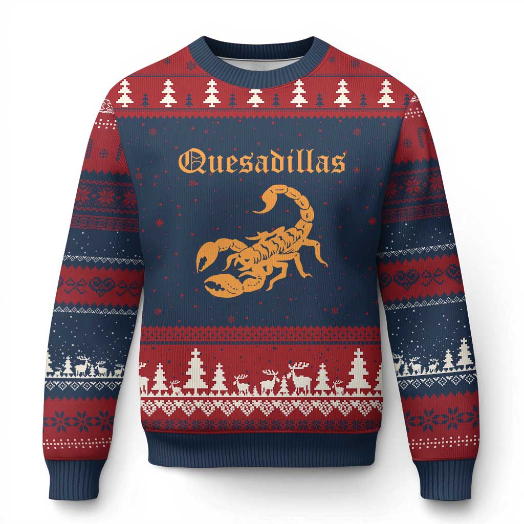 Quesadillas Scorpion Ugly Christmas Sweater Burnt Orange Southwestern