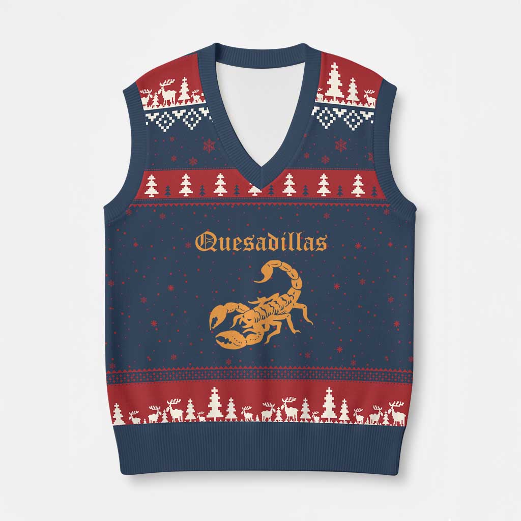 Quesadillas Scorpion V-Neck Knit Sweater Vest Burnt Orange Southwestern