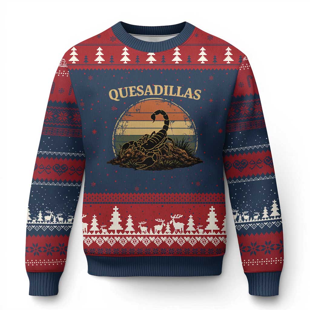 Quesadillas Scorpion Ugly Christmas Sweater Southwestern Desert Food