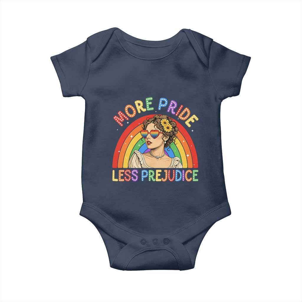 More Pride Less Prejudice Baby Onesie Pride Month LGBTQ Gay Lesbian