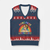 More Pride Less Prejudice V-Neck Knit Sweater Vest Pride Month LGBTQ Gay Lesbian