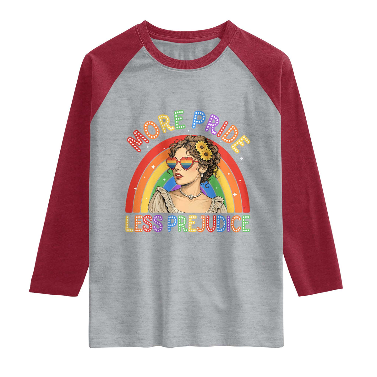 More Pride Less Prejudice Raglan Shirt Pride Month LGBTQ Gay Lesbian