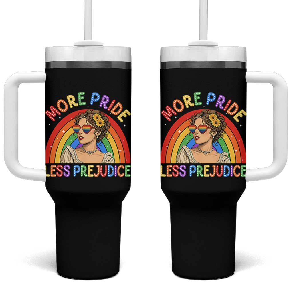 More Pride Less Prejudice Tumbler With Handle Pride Month LGBTQ Gay Lesbian