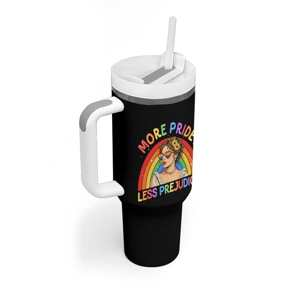 More Pride Less Prejudice Tumbler With Handle Pride Month LGBTQ Gay Lesbian