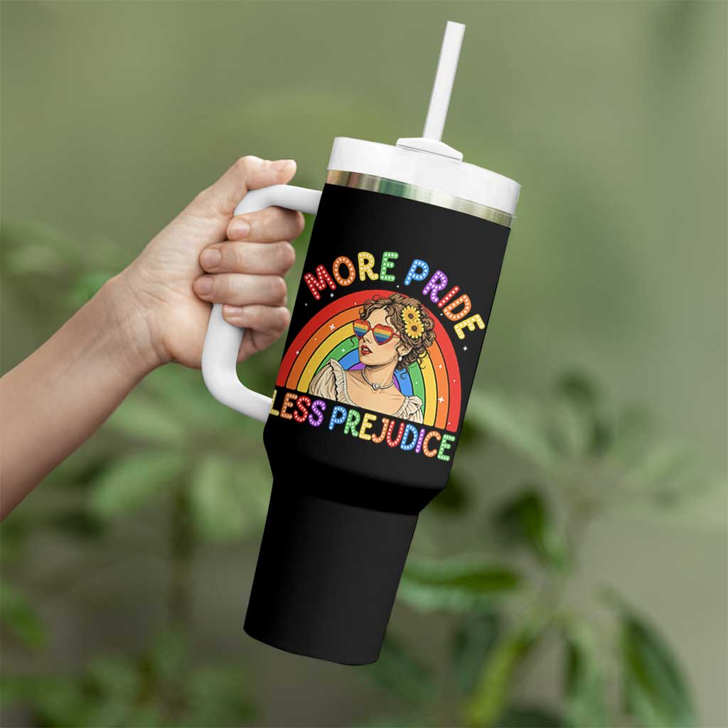 More Pride Less Prejudice Tumbler With Handle Pride Month LGBTQ Gay Lesbian