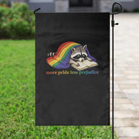 More Pride Less Prejudice Garden Flag LGBT Raccoon Book Lover