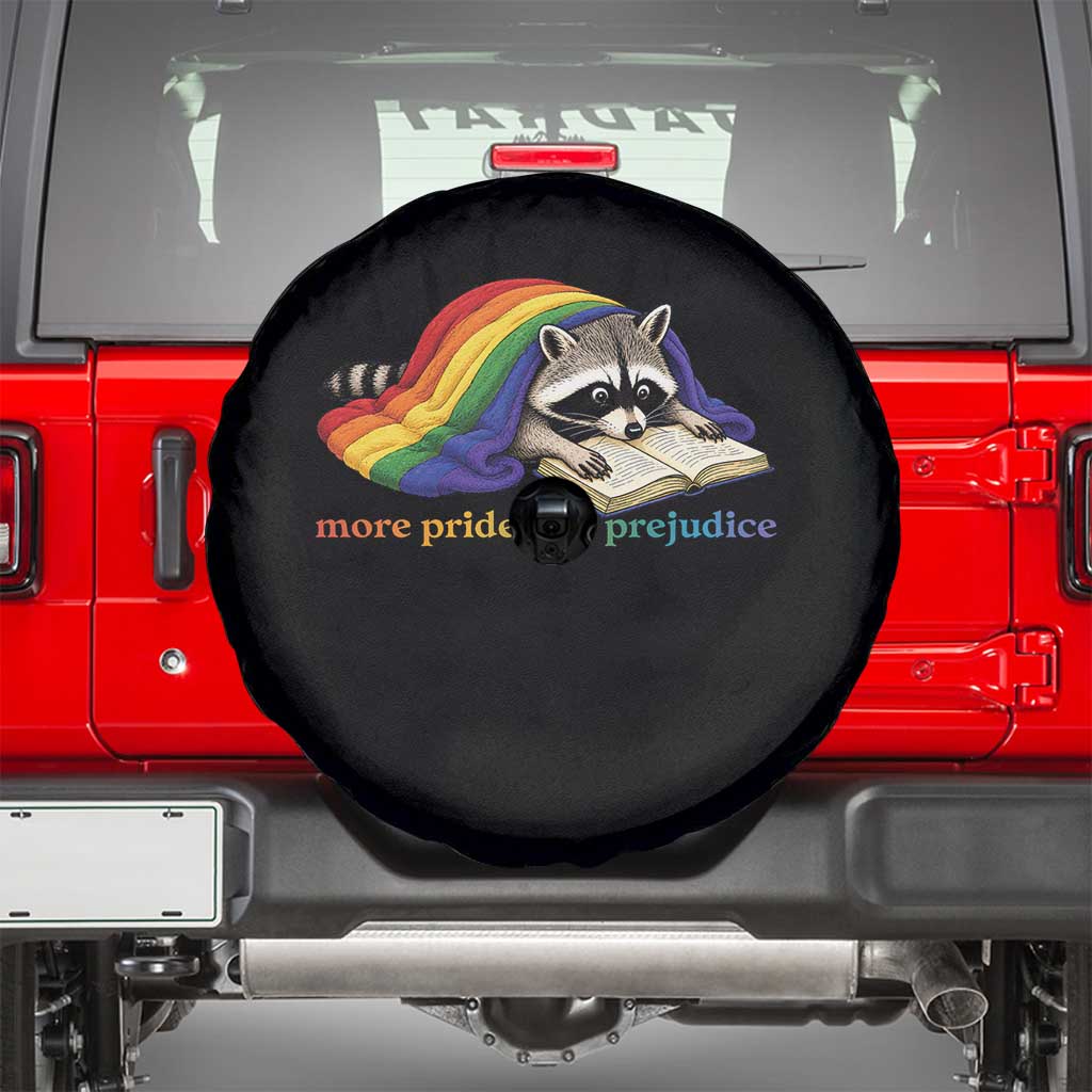 More Pride Less Prejudice Spare Tire Cover LGBT Raccoon Book Lover
