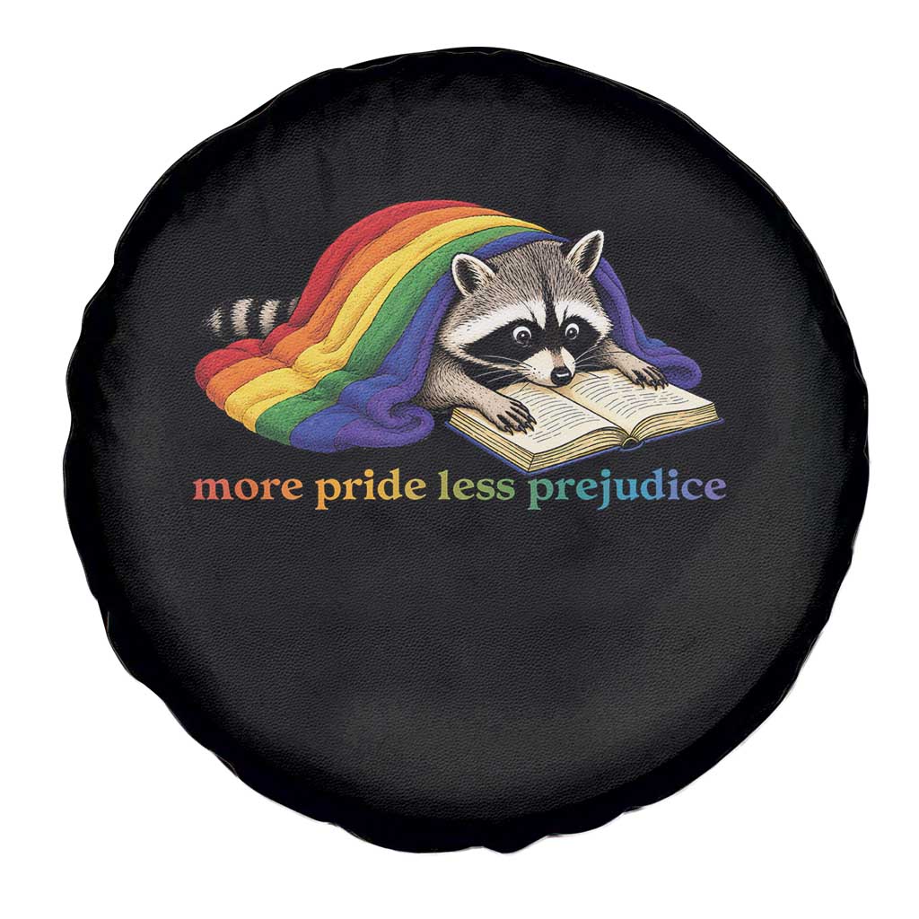 More Pride Less Prejudice Spare Tire Cover LGBT Raccoon Book Lover